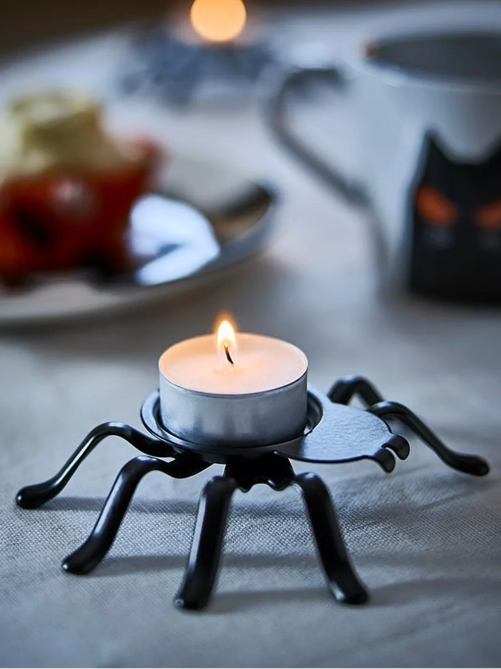 Black Spider Tea Light Candle Holder